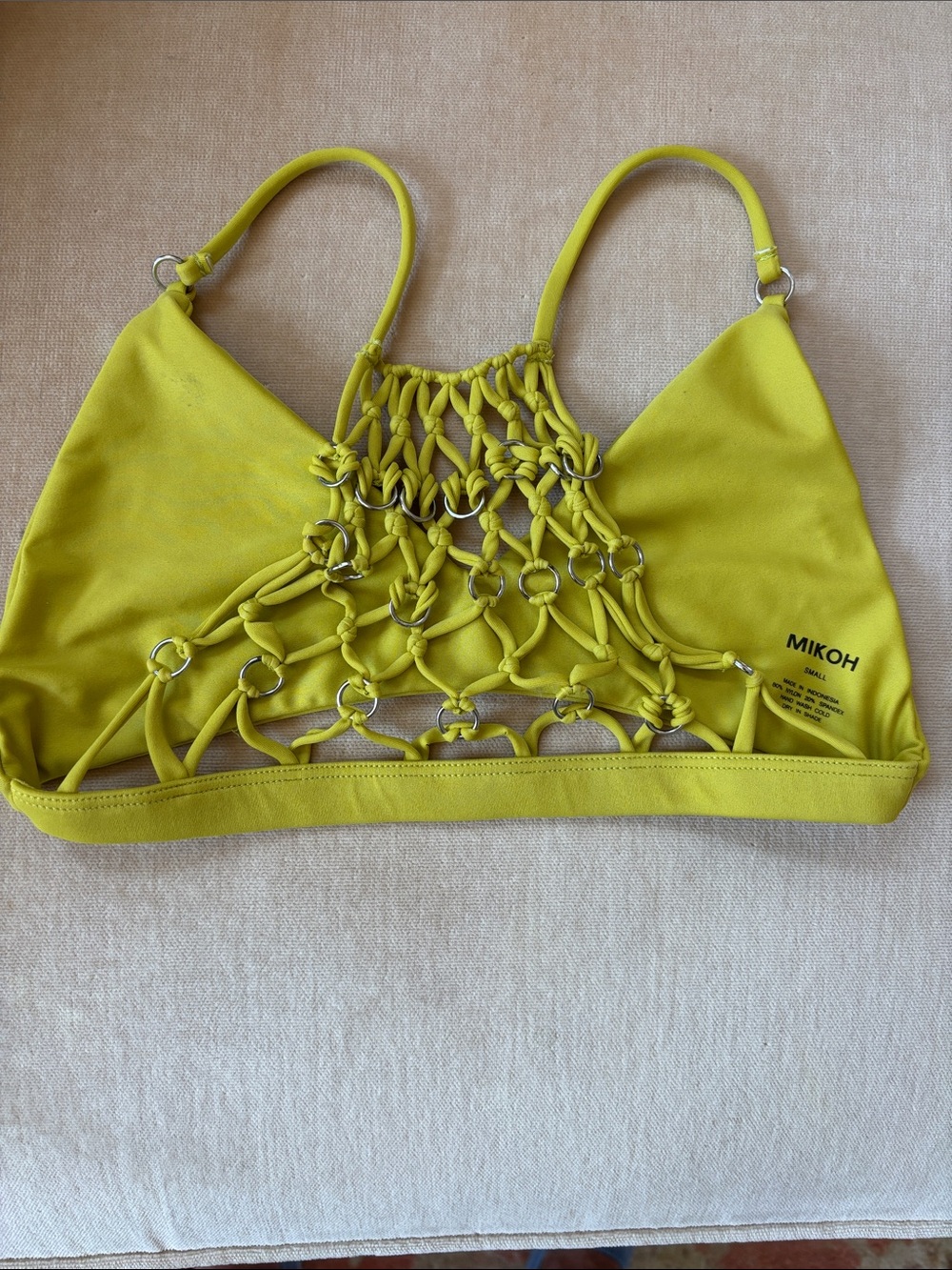 Mikoh Lime Yellow Macramé Bralette Bikini Top Women’s SM